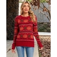 thumbnail image 4 of Cogild Halloween Sweaters for Women Fall Sweater Fair Isle Knit Pumpkin Maple Leaf Pattern Crew Neck Long Sleeve Pullover, 4 of 12