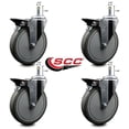thumbnail image 2 of 6 Inch Gray Poly Swivel 7/16 Inch Grip Ring Stem Caster Set with Brake, 2 of 2