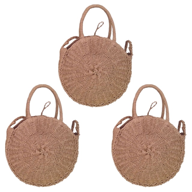 Bolso bandolera de paja para mujer, bolso de hombro tejido, bolso de playa redondo de verano y bolsos de mano