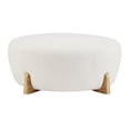 thumbnail image 7 of Christopher Knight Home 31.5" Modish Round Ottoman with White Boucle Top and Natural Wood Splayed Legs, 7 of 7