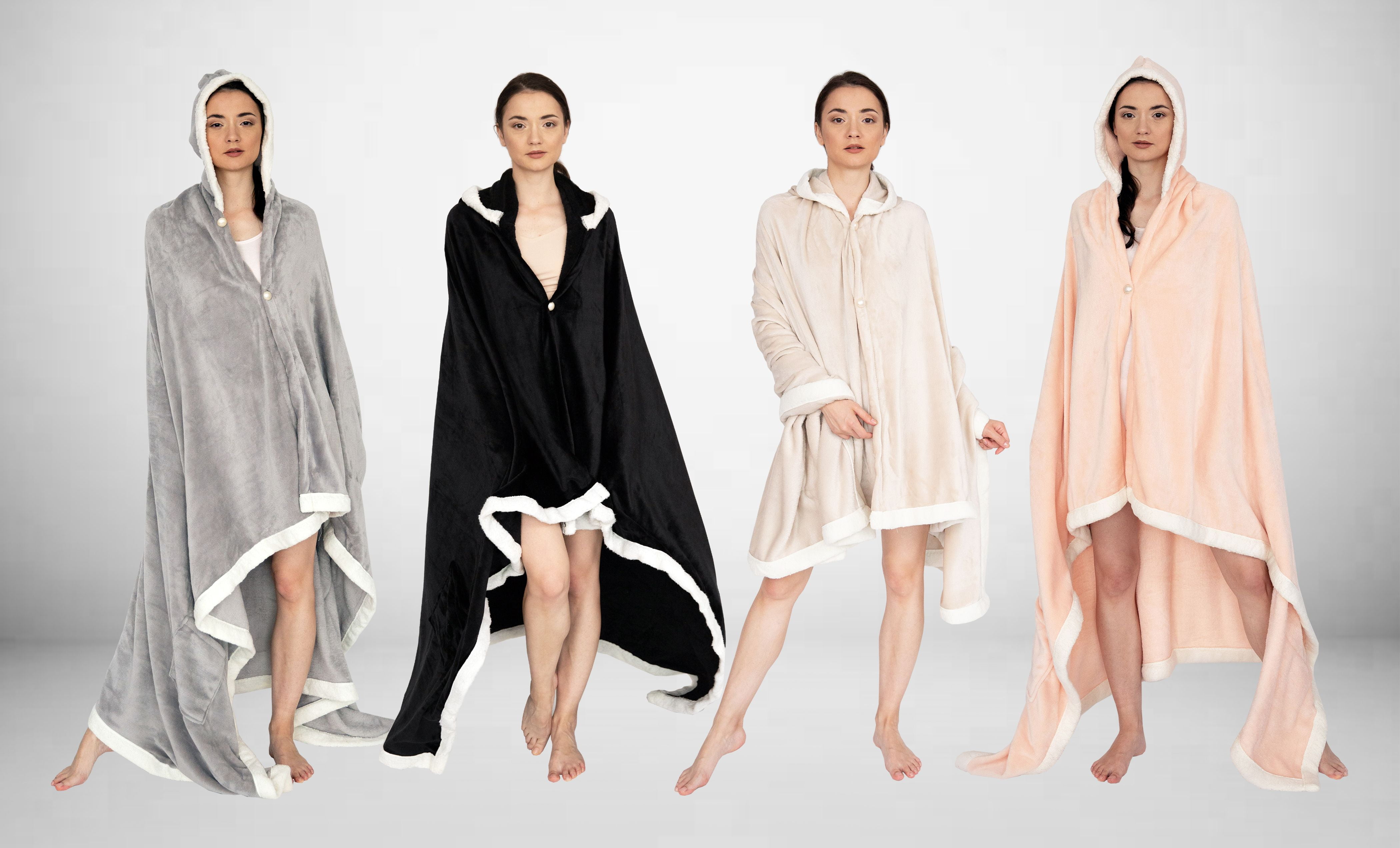 Chic Home UltraSoft Snuggle Hooded Blanket Robe with Sherpa Trim