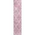 thumbnail image 3 of JONATHAN Y SUPERSOFT 2 x 10 Runner Rug, Cole Minimalist Diamond Trellis - Rose/White, SEU102B-210, 3 of 9