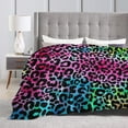 thumbnail image 4 of DouZhe Ultra-Soft Micro Fleece Lightweight Flannel Bed Blanket, Rainbow Animal Texture Print Cozy Warm Throw Blankets, 50"x40", 4 of 7