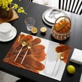 thumbnail image 3 of Burnt Orange Placemats Set of 12, Sparkle Gold Stained Floral Flower Art Placemats for Dining Table, Place Mats for Kitchen Tabletop, Waterproof Wipeable Dining Table Mats Set, 3 of 9