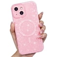 thumbnail image 1 of Loeoel Funda Para Iphone 14 Con Purpurina Compatible Con Magsafe Girly Cute Sparkly Magnetic Mag Safe Pretty Phone Case Para Mujer Bedazzled Bling Sparkle Slim Bright Silicone Rubber Jelly Rosa Claro, 1 of 5