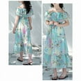thumbnail image 5 of LUOGENLI Cute Summer Dresses For Girls 10-12 Years Old Girls' Chiffon Dress Summer Style Mid Length Beach Children'S Off Shoulder Floral Dress For Big Children Suitable Flower Girl Dress 5-6 Years, 5 of 6