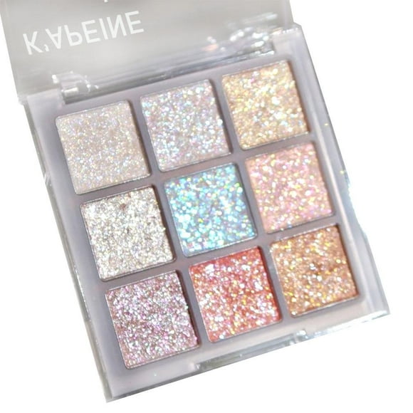 KAPEINE 9-Color Glitter Eyeshadow Palette Shimmer Eyeshadow Smooth Eye Makeup Sparkling