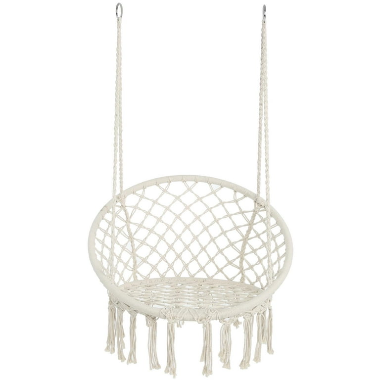 Boho Hammock Chair Hanging Cotton Rope Macrame Swing Max 330 Lbs for Indoor Outdoor Home Bedroom Patio Yard Deck Garden Cute Room Decor for girls Beige Walmart