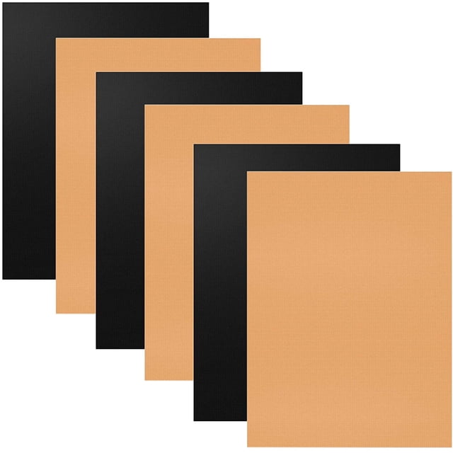 Juego de 6 alfombrillas para parrilla de barbacoa - Revestimiento antiadherente de PTFE para horno de barbacoa, 15.75x13 pulgadas (3 negro + 3 marrón) oso de fresa Hogar