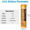NIMH AAA Rechargeable Battery 1.2V 700mah Rechargeable AAA Batteries