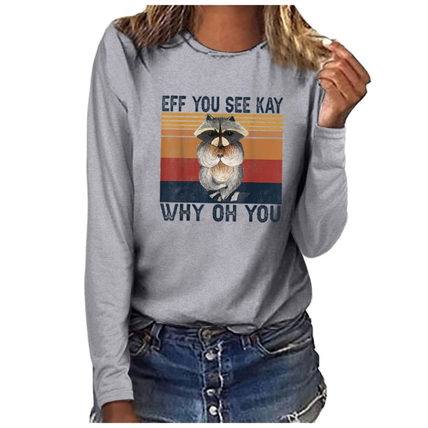 Blusa cómoda de manga larga con estampado de letras para mujer a la moda Fridja fksj1595
