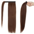 thumbnail image 4 of Benehair Blonde Hair Extensions Ponytail Human Hair Wrap Around Clip in Ponytail #4 Medium Brown Human Hair Extensions One Piece Pony Tails Extensions 22" 95Gram, 4 of 12