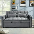 thumbnail image 4 of 3 in 1 Convertible Sleeper Sofa Bed, Modern Velvet Loveseat Pull-Out Sofa Couch w/Pullout Bed, Small Love Seat Lounge Sofa w/Reclining Backrest,Toss Pillows, Pockets, 4 of 6