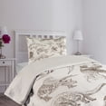 thumbnail image 4 of Ambesonne Black White Quilted Coverlet 2 Pcs, Dinosaurs Skeleton, Twin Size, Dark Brown White, 4 of 5