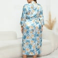 thumbnail image 3 of Women's Plus Size Satin Robes Vintage Boho Floral Silky Short Kimono Robe Bridesmaid Bride Birthday Party Nightwear, 3 of 4