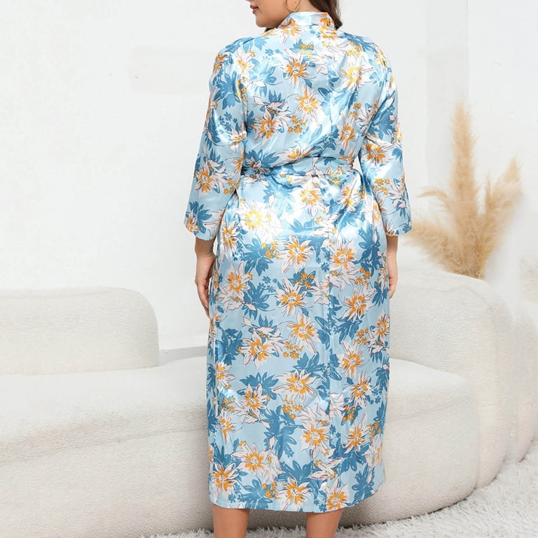 knee length dresses for ladies Floral Garden Print Cotton Dressing Gown main image 1