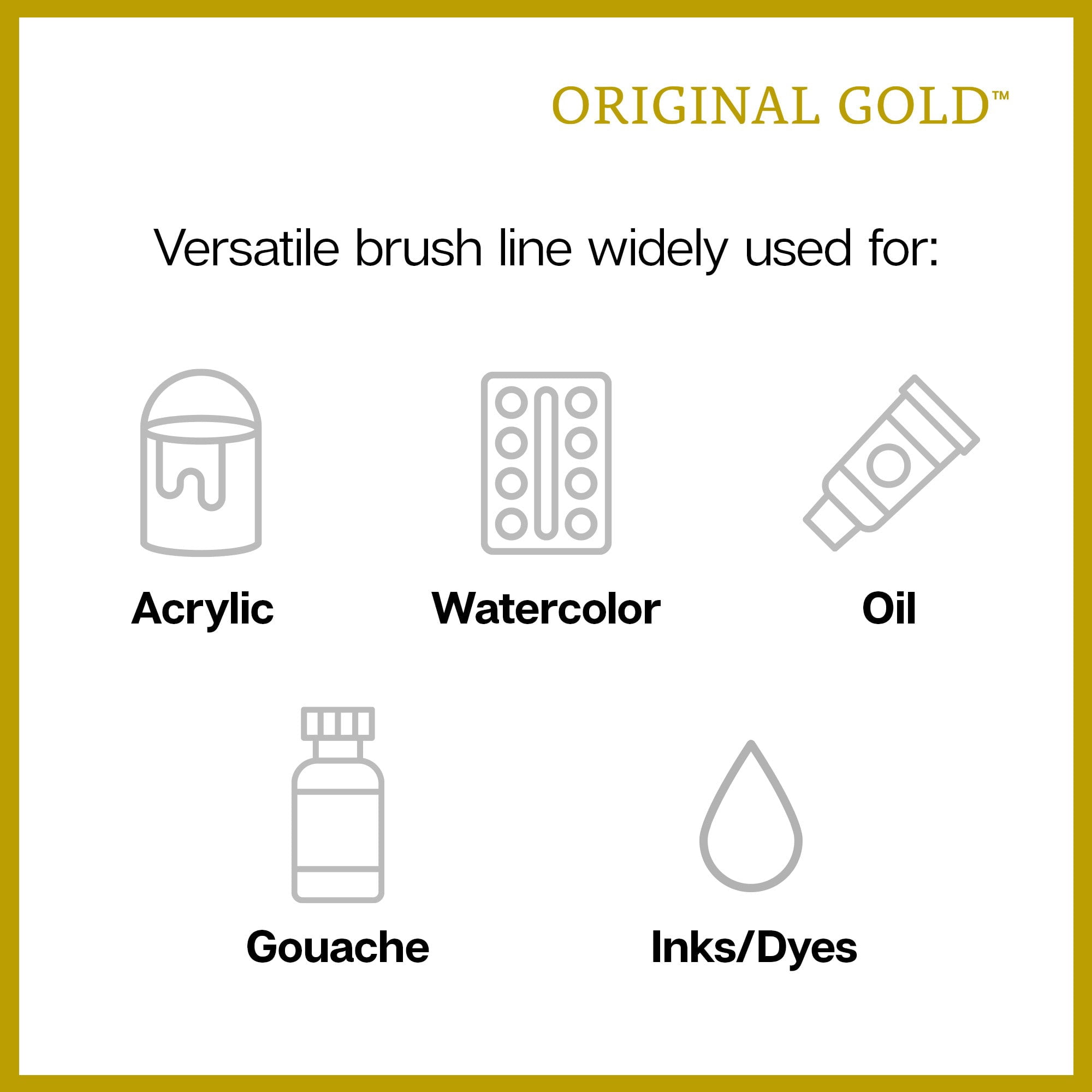 Original Gold&reg; 9120 Rake&trade; Premium Golden Taklon Brushes, Set of 5
