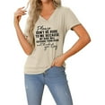 thumbnail image 4 of Tittly T Shirts for Women Graphic Tees Funny Shirt Women Please Don't Be Rude To Me Graphic V Neck T Shirt Sarcastic Short Sleeve Tee Humor Mom Summer Tops Tshirts Shirts Spring Tops for Women Beige L, 4 of 8