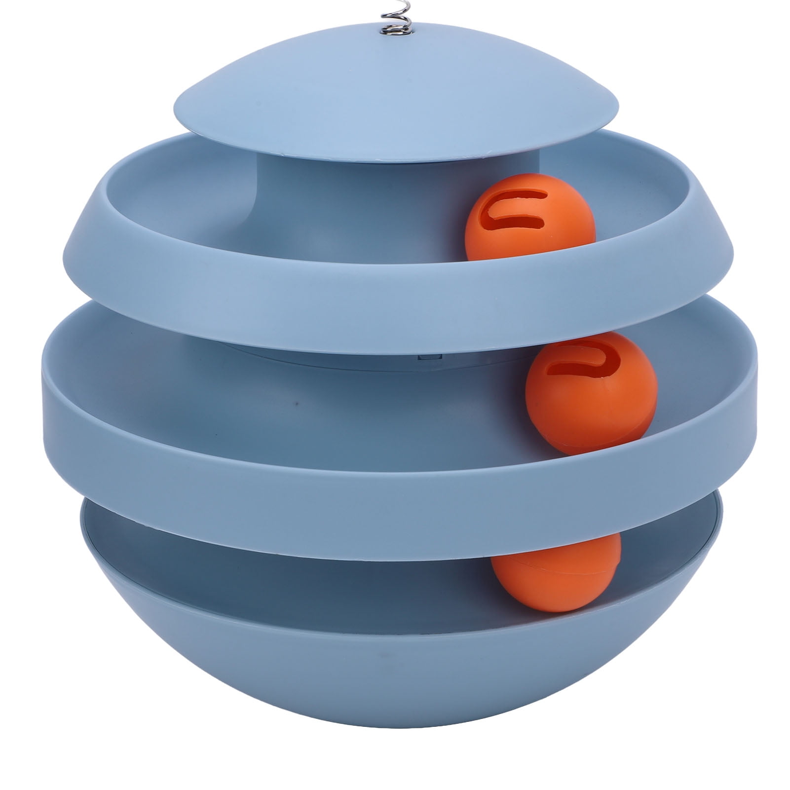 Yajisi Interactive Turntable Cat Tower Toy for Indoor Kittens, Roller Track with Balls & Teaser Wand, Puzzle Exercise Teaser, 8.66 inches / 22 cm, Haze Blue