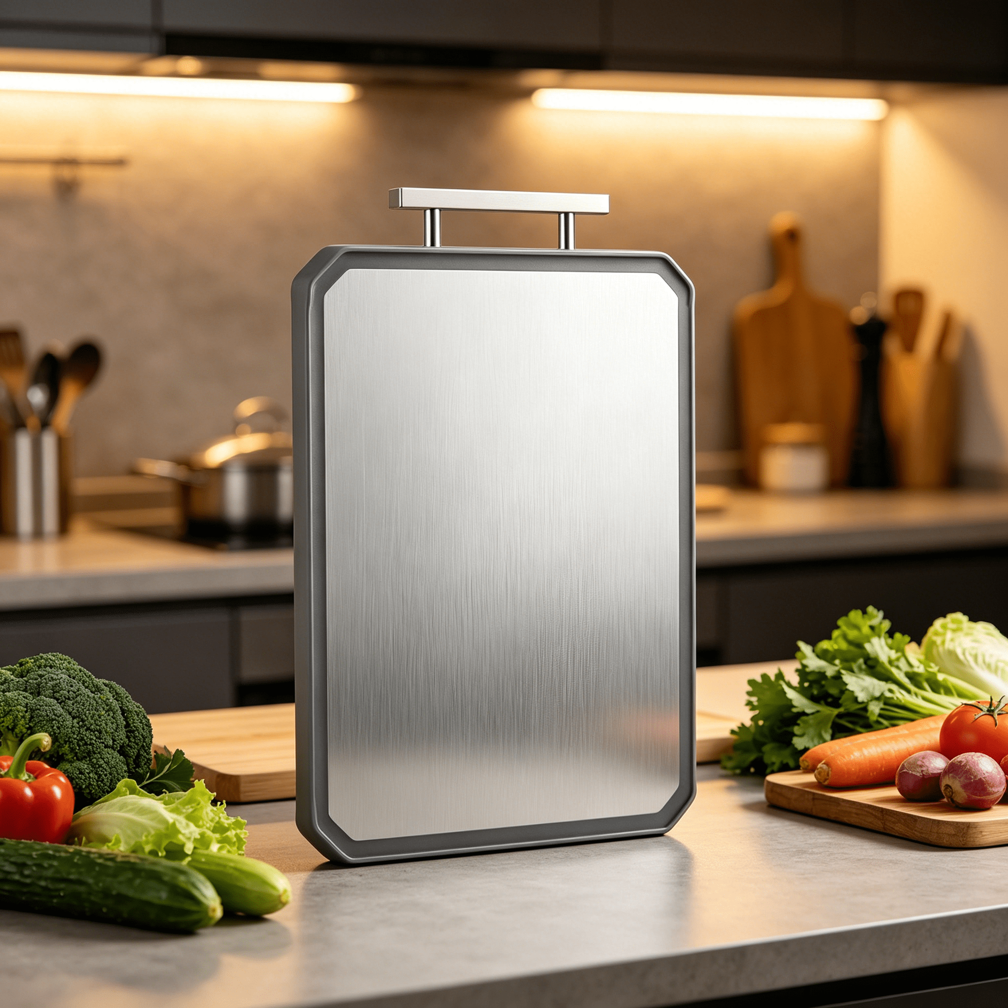 ACDANC 2026 New Stainless Steel Cutting Board,Double Sided Steel Bread Boards for Kitchen,Stainless Steel/Wheat Straw Pp Large Board for Meat,Non-Toxic Chopping,16 * 11 Inch,Dishwasher Safe