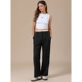 thumbnail image 4 of DARING DIVA Women's Striped Wide Leg Casual Work Long Pants Medium Black, 4 of 6