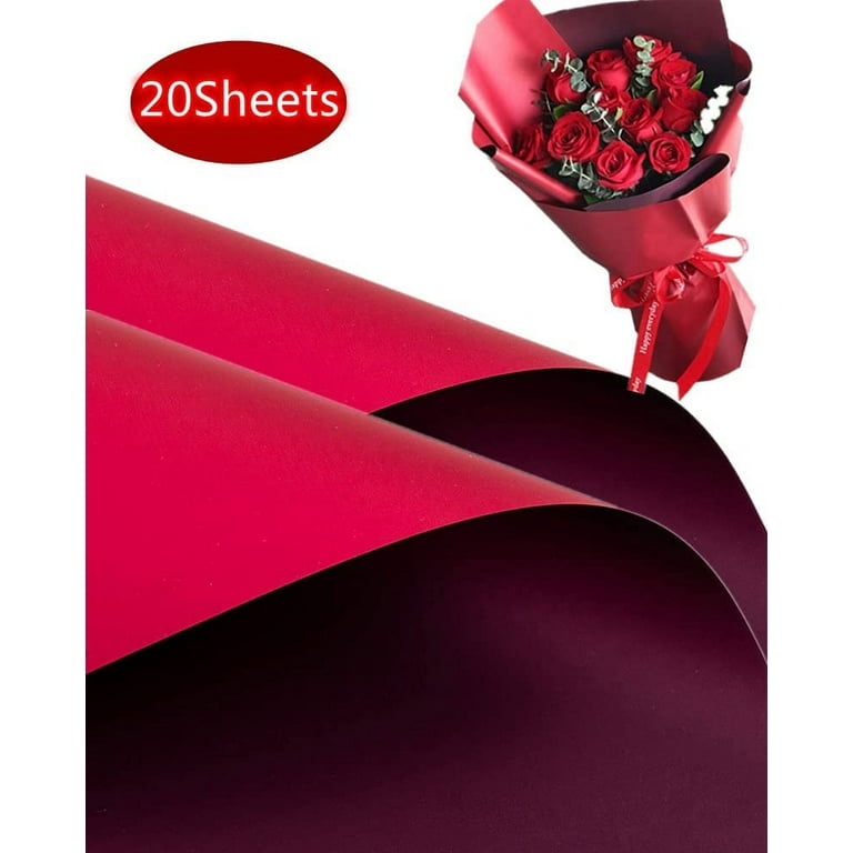 XGOPTS 20 Sheets Matte Flower Wrapping Paper Waterproof Florist Bouquet Packaging Paper Multi Colors Thick Floral Gift Wraps Roll for Valentines Mother’s