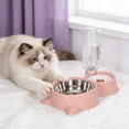 thumbnail image 4 of SHENGXINY Stainless Steel Cat Food Bowl and Water Bowl Set - 2 in 1 Automatic Gravity Water Dispenser, Leakproof Clean Feeder for Small Medium Dogs & Cats Pink 13.78x6.1x9.84in, 4 of 6