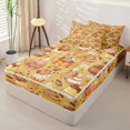 thumbnail image 2 of Homewish Cartoon Capybara Zipper Full Size Comforter Sets with Fitted Sheet and 2 Pillowcases for Kids, Ice Cream Donut Zipper Bedding Set, Stars Reversible, 4pcs, 2 of 6