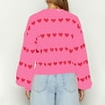 thumbnail image 5 of Zedker Women'S Striped Heart-Shaped Printed Casual Crewneck Long Sleeve Comfy Loose Pullover Pointelle Knitted Sweaters for Fall,Pink,M, 5 of 9