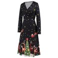 thumbnail image 4 of Vestido con estampado navideño Vestido de cintura alta Mujer Casual Ropa de club de Navidad Kuymtek Negro T L para Mujer, 4 of 9