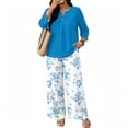 thumbnail image 6 of Womens Two Piece Sets Summer Spring Travel Vacation Outfits Short Sleeve Tops Wide Leg Pants Lounge Sets, 6 of 6