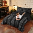 thumbnail image 4 of Manfei Grunge Black US Flag Twin Bedding, Star Stripe Bedding Comforter Set, Black Gray White, Black Reversible 7-Piece, 4 of 6