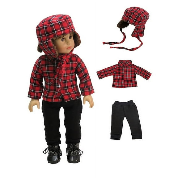 Black and Red Plaid Outfit | 18 Inch Doll Clothes