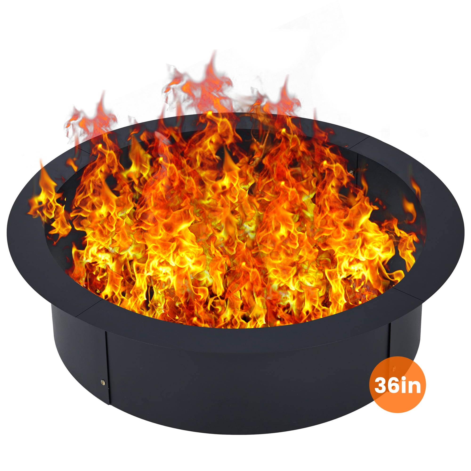 Fire Pit Ring Insert for Outside Wood Burning, 36 Inch Outer Ruond DIY Outdoor Fire Pit Liner Ring, 2.5mm Solid Metal Steel, for Backyard, Camping, Bonfire