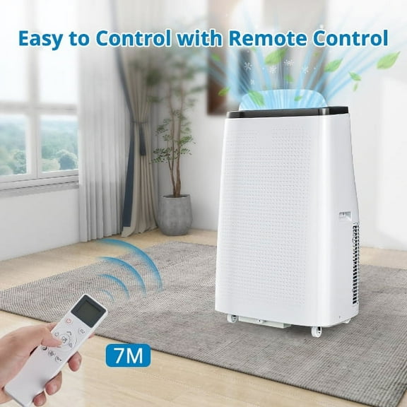 Black&White 14000Btu Portable Air Conditioner with Remote Control,Quiet AC Unit with Cool, Dehumidifier & Fan Mode Room Cooling Up to 700 sq ft,24 Hour Timer, Window Installation Kit for Home