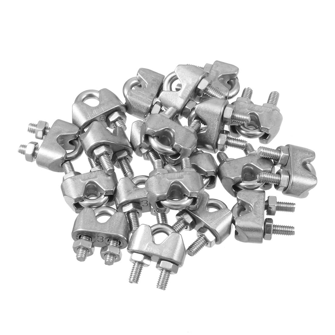U Bolts With Saddle & Nuts 250 Pieces NEW,Wire Rope Clips 1/8" Zinc Plated 