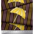 thumbnail image 2 of Soimoi Brown Silk Fabric Umbrella & Stripe Printed Craft Fabric by the Yard 42 Inch Wide, 2 of 3
