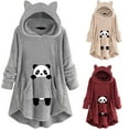 thumbnail image 3 of Fesfesfes Clearance Hoodie Dress for Women Cute Pattern Winter Cat Ear Fleece Fuzzy Hooded Blanket Dress Plush Tops For Teen Girls, 3 of 6