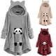 thumbnail image 3 of Vestido largo con capucha para mujer, bonito patrón de invierno con orejas de gato, forro polar borroso con capucha, vestido de manta, Tops de felpa para chicas adolescentes Pompotops gfhjh14126, 3 of 6