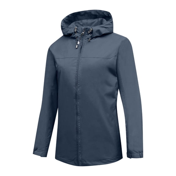 XFLWAM Rain Jacket Women Waterproof Lightweight Raincoat Windbreaker Outdoor Hooded Travel Jacket Outerwear Gray S