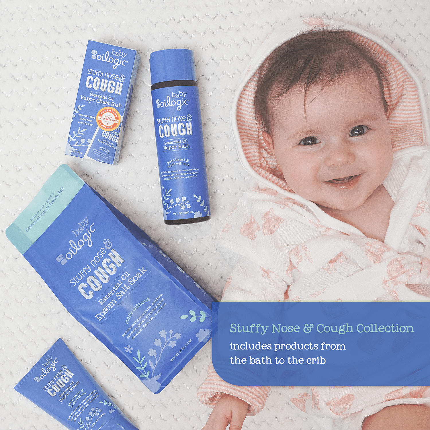 (3 pack) Oilogic Stuffy Nose & Cough, Essential Oil Vapor Bath for Baby, 9 oz