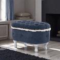 thumbnail image 3 of S-HOME 29.5 Inch Footboard Bench in Fabric Upholstered Design with Hidden Storage and Stylish Fringe for Any Room，Blue, 3 of 12