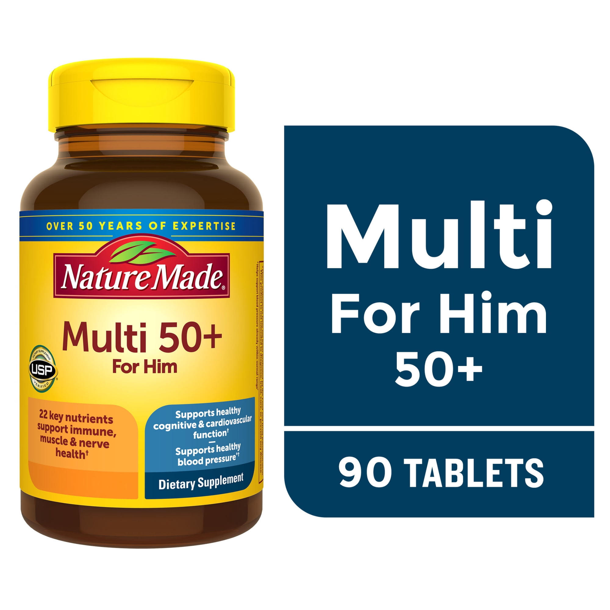 Nature Made Multivitamin for Men Over 50, Men 50 Plus Dietary Supplement, 90 Tablets