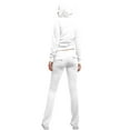 thumbnail image 3 of J. METHOD Women’s Tracksuit Set Casual 2 Piece Outfit Slim Fit Velour Velvet Zip Up Hoodie Jacket Top and Sweatpants Sweatsuit NEWTS03 White 1X, 3 of 6