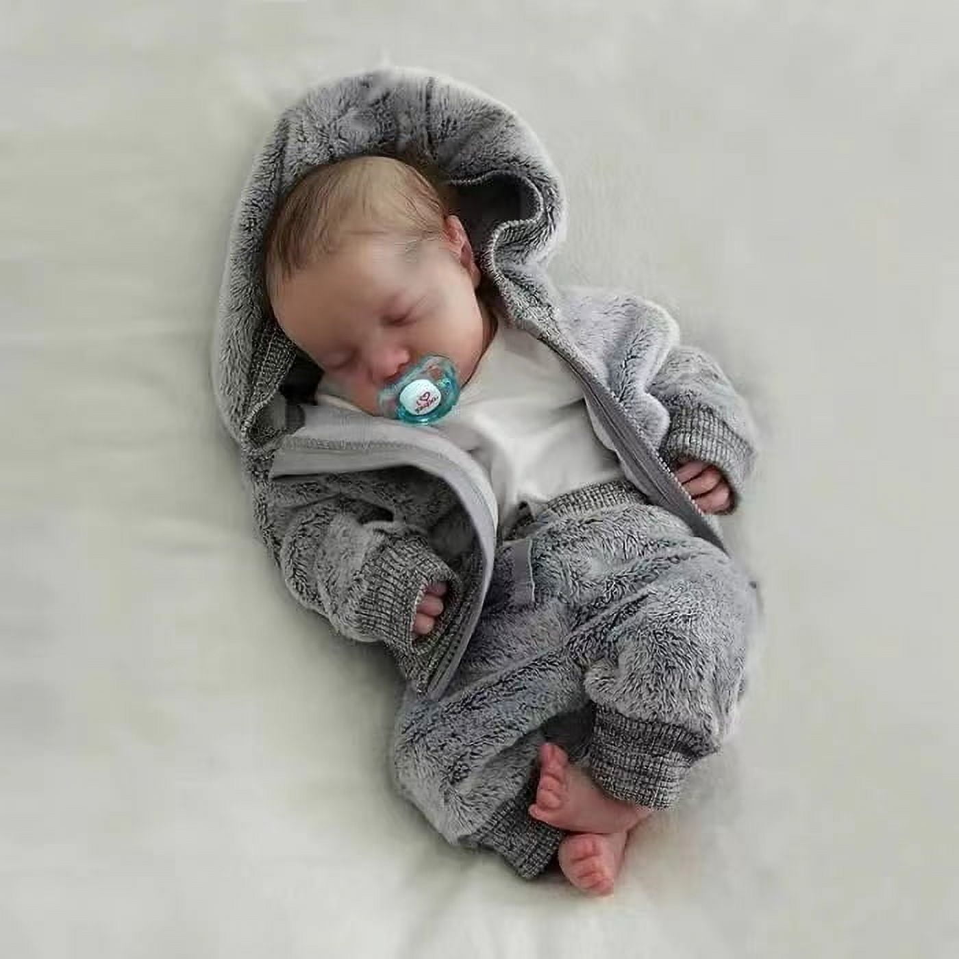 Reborn Baby Dolls 19 inch Lifelike Newborn Dolls Real Life Baby Soft Cloth Body Sweet Sleeping Newborn with Clothes and Feeding Toy for Kids Age 3+