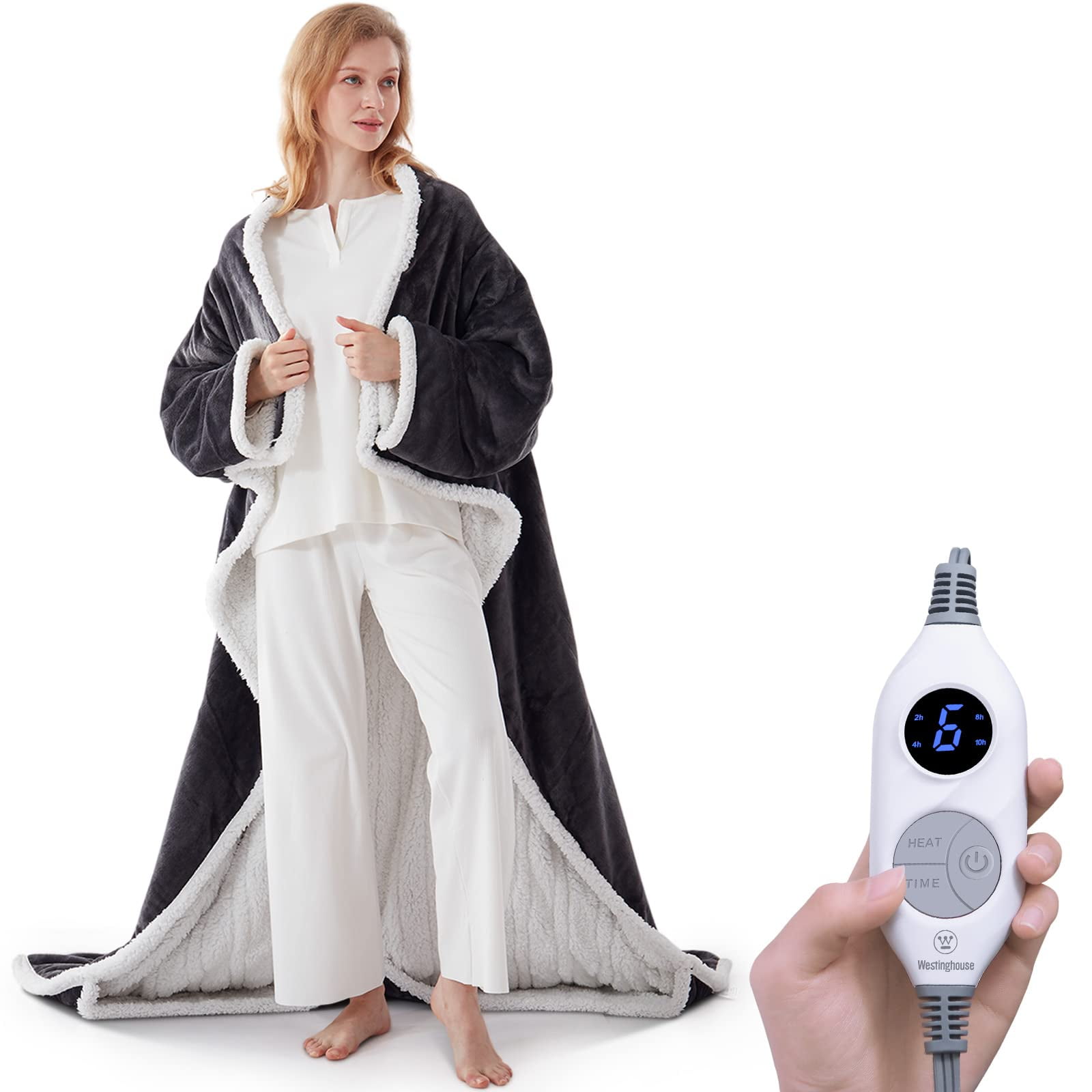 Westinghouse Electric Snuggle Throw Blankets with Foot Pocket Wearable