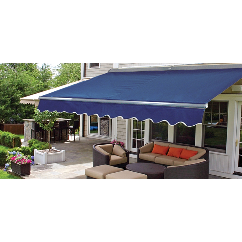 ALEKO Sunshade Half Cassette Retractable Patio Deck Awning 10x8 ft Blue color Walmart Canada