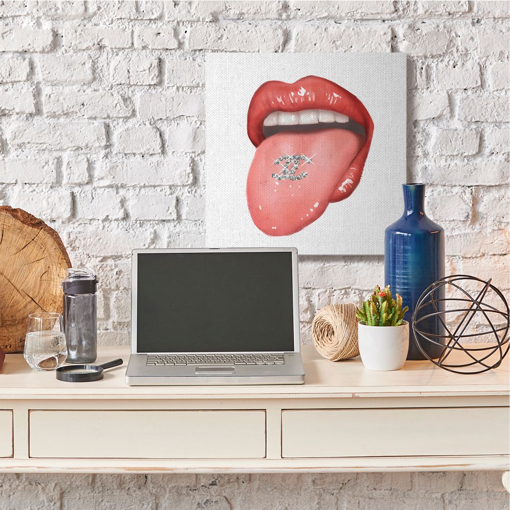 Stupell Industries Sassy Tongue Out Fashion Brand Detail Lips Designed by Ziwei Li
