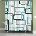 thumbnail image 2 of LFEEY Teal Brown Geometric Abstract Shower Curtain, Modern Minimalist Bathroom Decor, Washable, 72"X84", 2 of 5