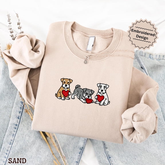 Embroidered Miniature Schnauzer Sweatshirt, Dog Mom Gift, Cozy Schnauzer Crewneck, Cute Dog Lover Gift, Soft Valentine’s Day Gift For Her